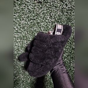 UGG Black Fluffy Slippers